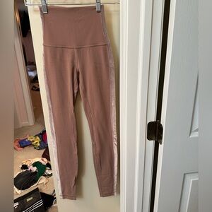 Pale pink, Lululemon leggings with velvet stripes of the side